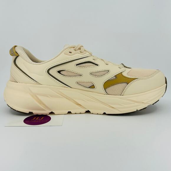 Hoka One One Men's Clifton L Athletics Leather Sneakers Vanilla/Wheat Size 11 - Picture 7 of 11